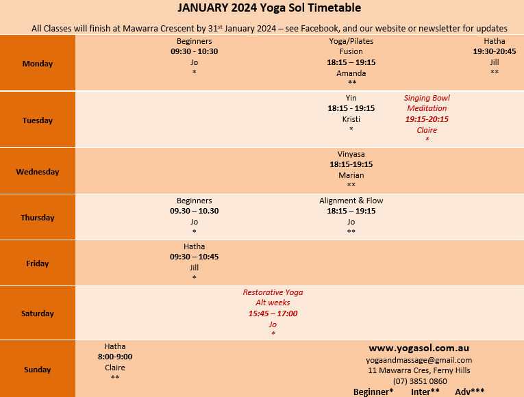 Closure Of YogaSol YogaSol Sol Therapies   JAN 2024 Timetable  